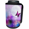 3dRose Fantasy - Purple lake in the moonlight with butterfly - Can Cooler Bottle Wrap (cc_263244)
