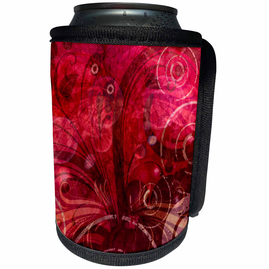 3dRose Abstract - Red tones wine tones and abstract patterns - Can Cooler Bottle Wrap (cc_263249)