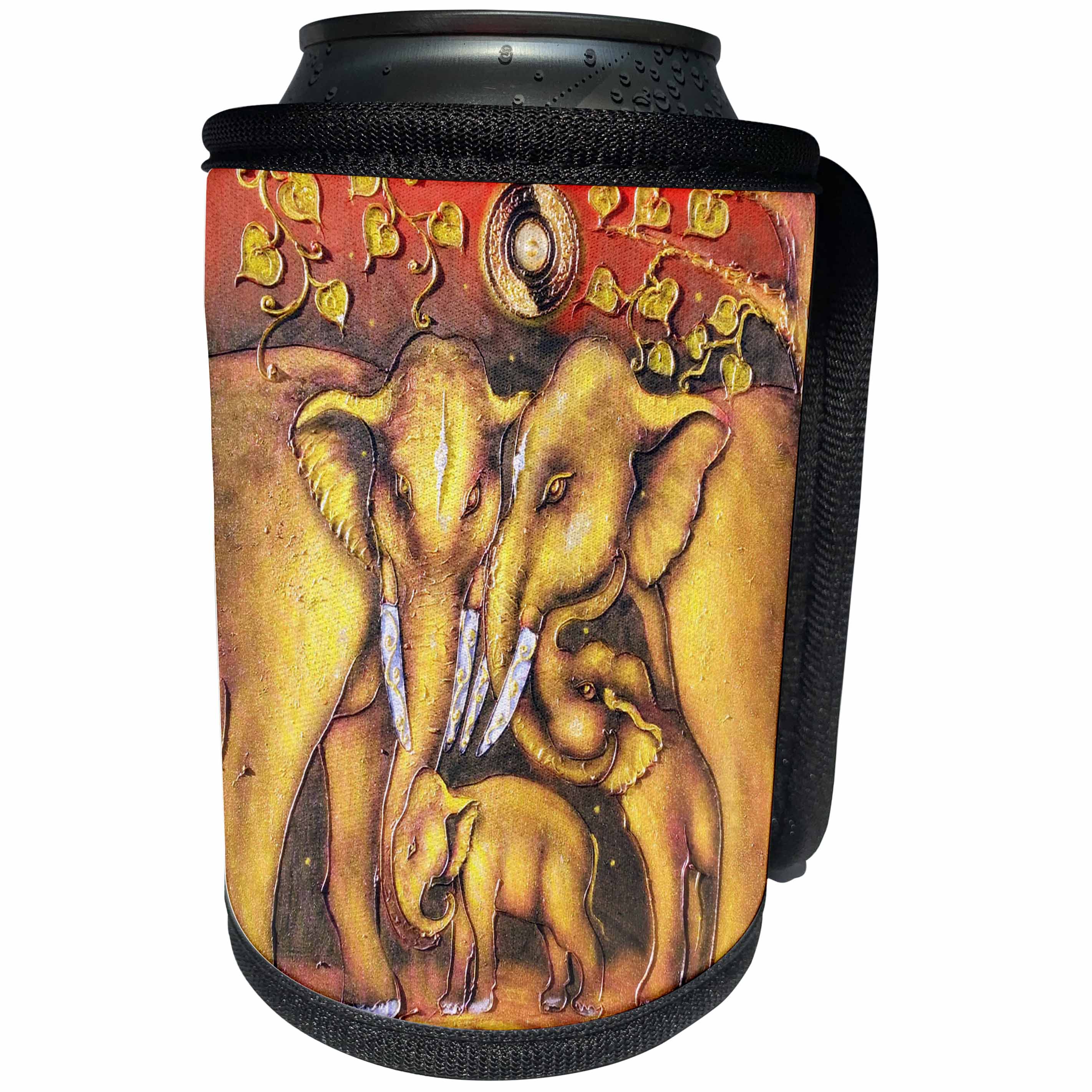 3dRose Animals - India Golden Elephant Art - Can Cooler Bottle Wrap (cc_263250)