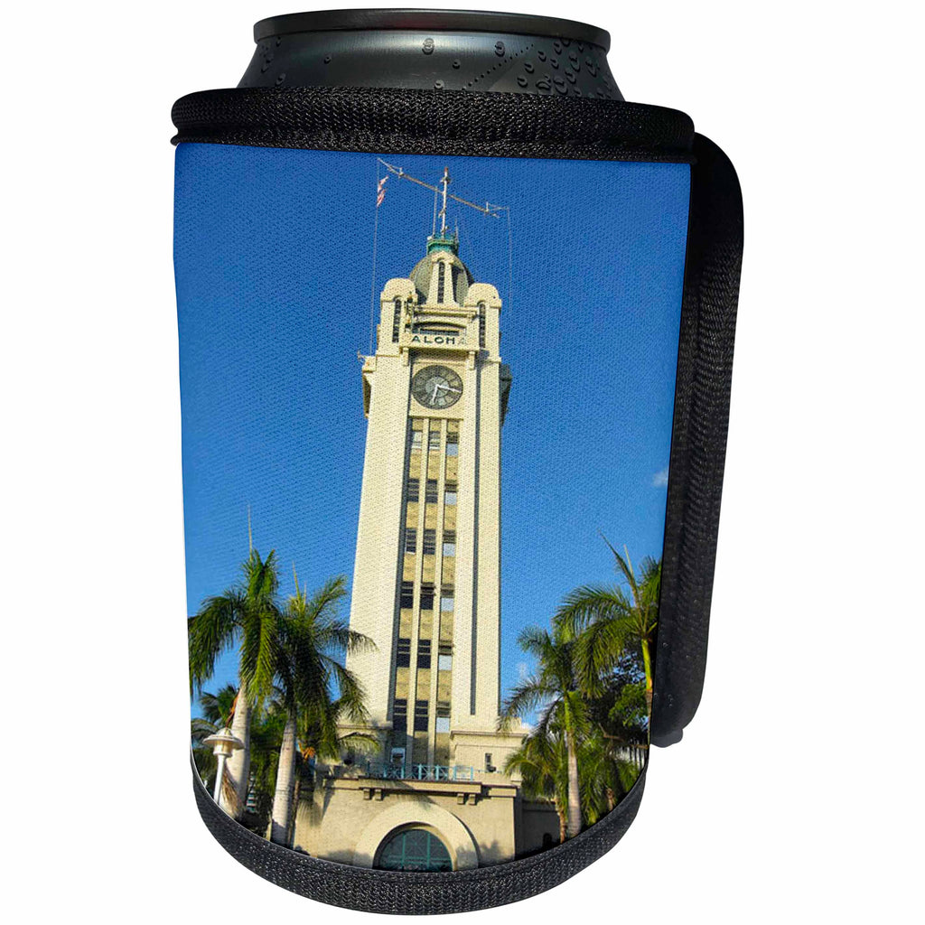 3dRose Sandy Mertens Hawaii Travel Designs - Aloha Tower in Honolulu - Can Cooler Bottle Wrap (cc_26339)