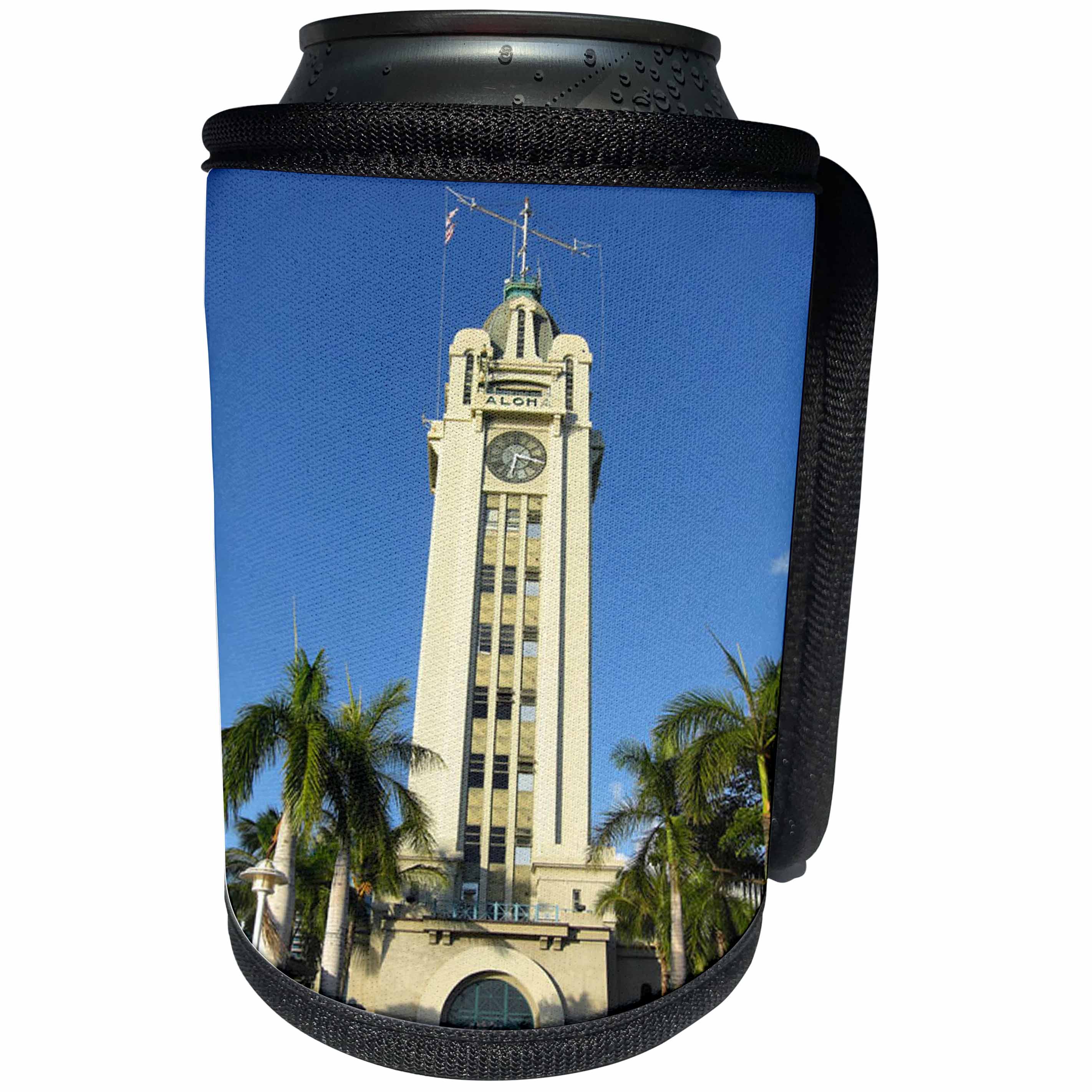 3dRose Sandy Mertens Hawaii Travel Designs - Aloha Tower in Honolulu - Can Cooler Bottle Wrap (cc_26339)