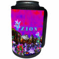 3dRose Jos Fauxtographee- Blended Layers Zion - Zion Mountains blended in layers in pink and purple with flowers - Can Cooler Bottle Wrap (cc_263396)