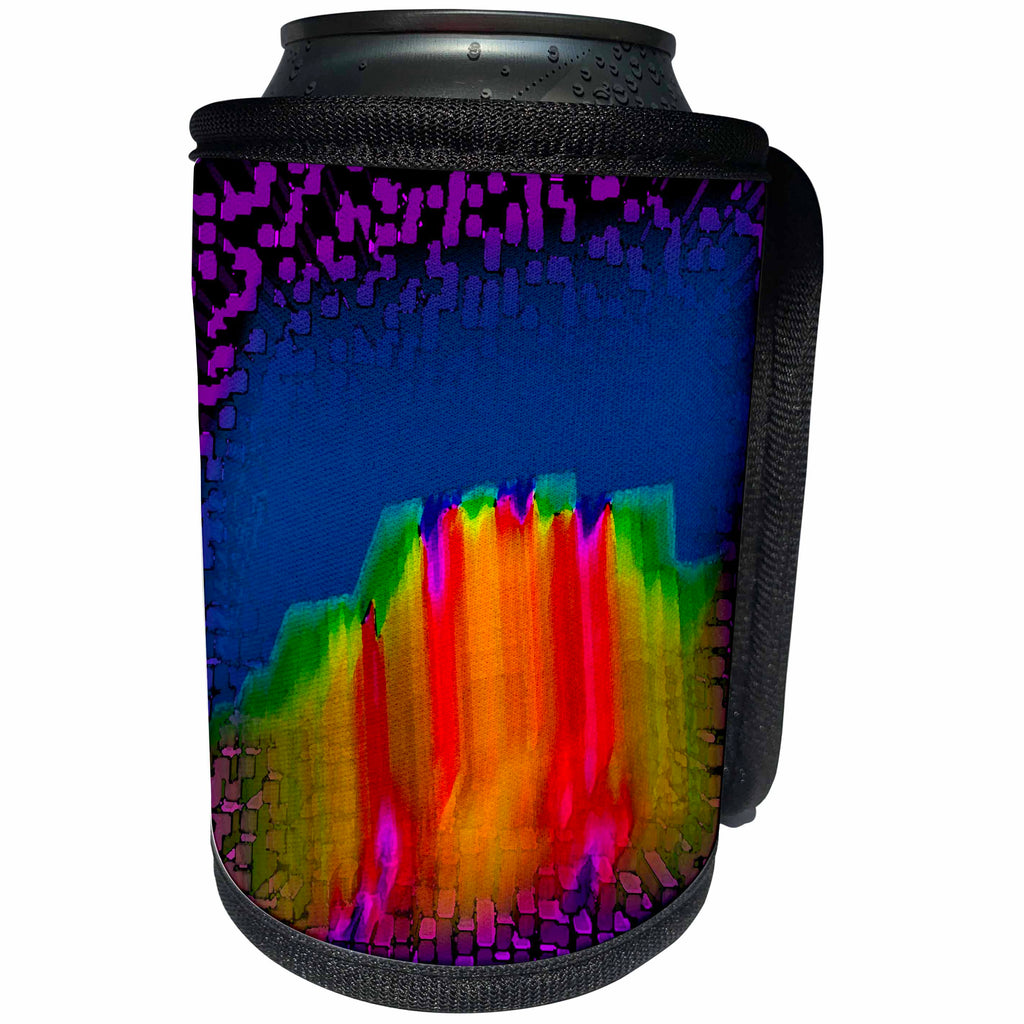 3dRose Jos Fauxtographee- 3D Extrusion Rainbow - A 3 Dimensional Extrusion of a rainbow on blue and purple - Can Cooler Bottle Wrap (cc_263398)
