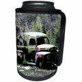3dRose Jos Fauxtographee- Blended Layers Old Car and Flag - A blend of pictures with an American flag and old rustic car - Can Cooler Bottle Wrap (cc_263403)