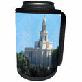 3dRose Jos Fauxtographee- LDS Temple Utah County - A watercolor of an LDS Temple with green trees in Utah County - Can Cooler Bottle Wrap (cc_263411)