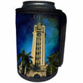 3dRose Sandy Mertens Hawaii Travel Designs - Aloha Tower at Night in Honolulu - Can Cooler Bottle Wrap (cc_26342)