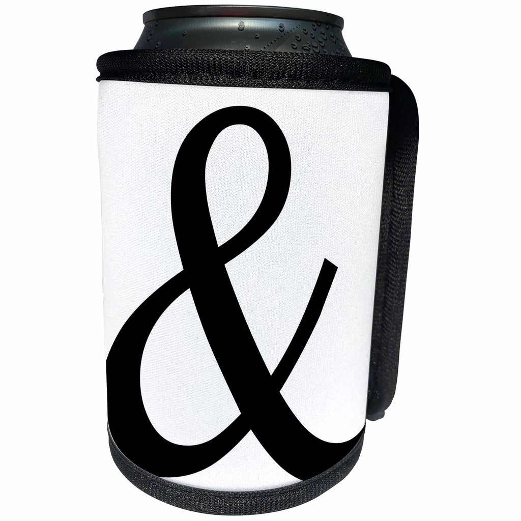 3dRose Anne Marie Baugh - Typography - Black and White Ampersand Typography - Can Cooler Bottle Wrap (cc_263465)