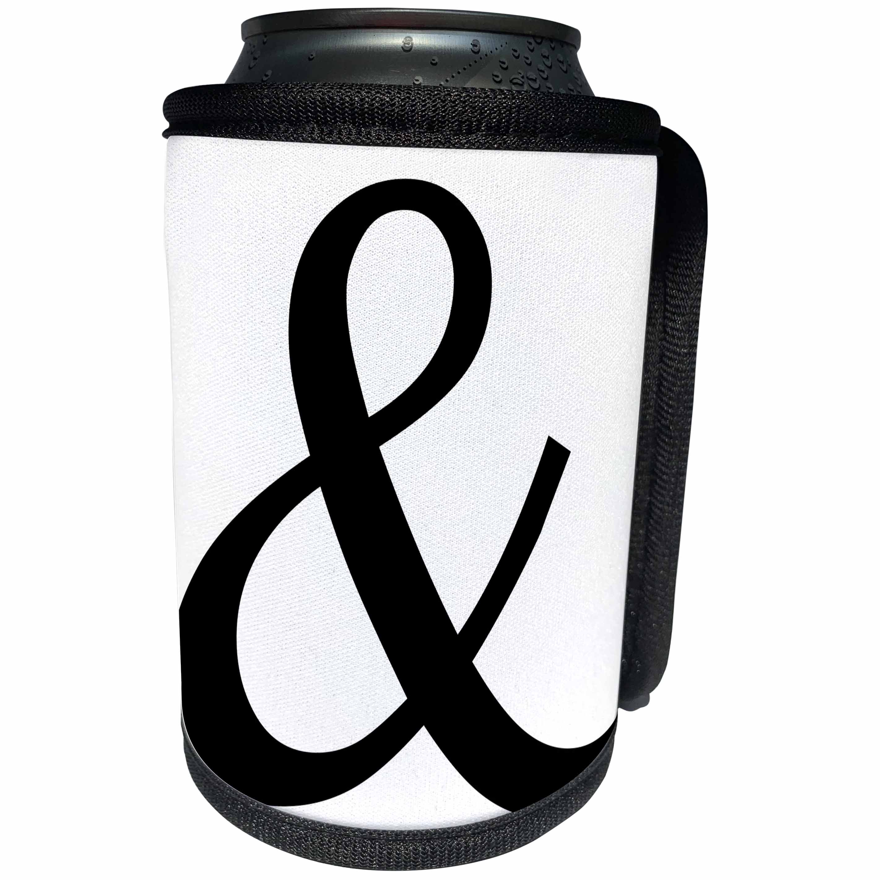 3dRose Anne Marie Baugh - Typography - Black and White Ampersand Typography - Can Cooler Bottle Wrap (cc_263465)