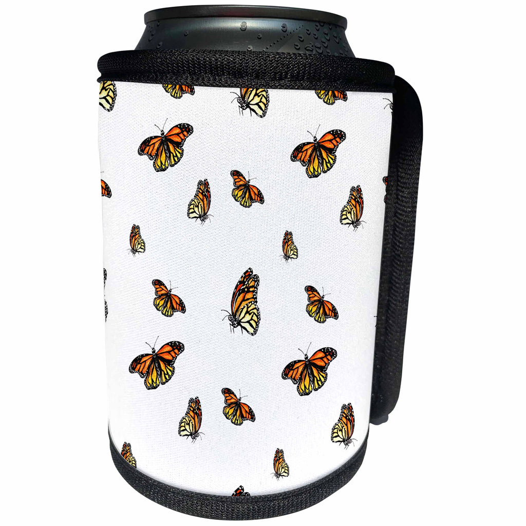 3dRose Anne Marie Baugh - Patterns - Monarch Butterflies Pattern - Can Cooler Bottle Wrap (cc_263477)