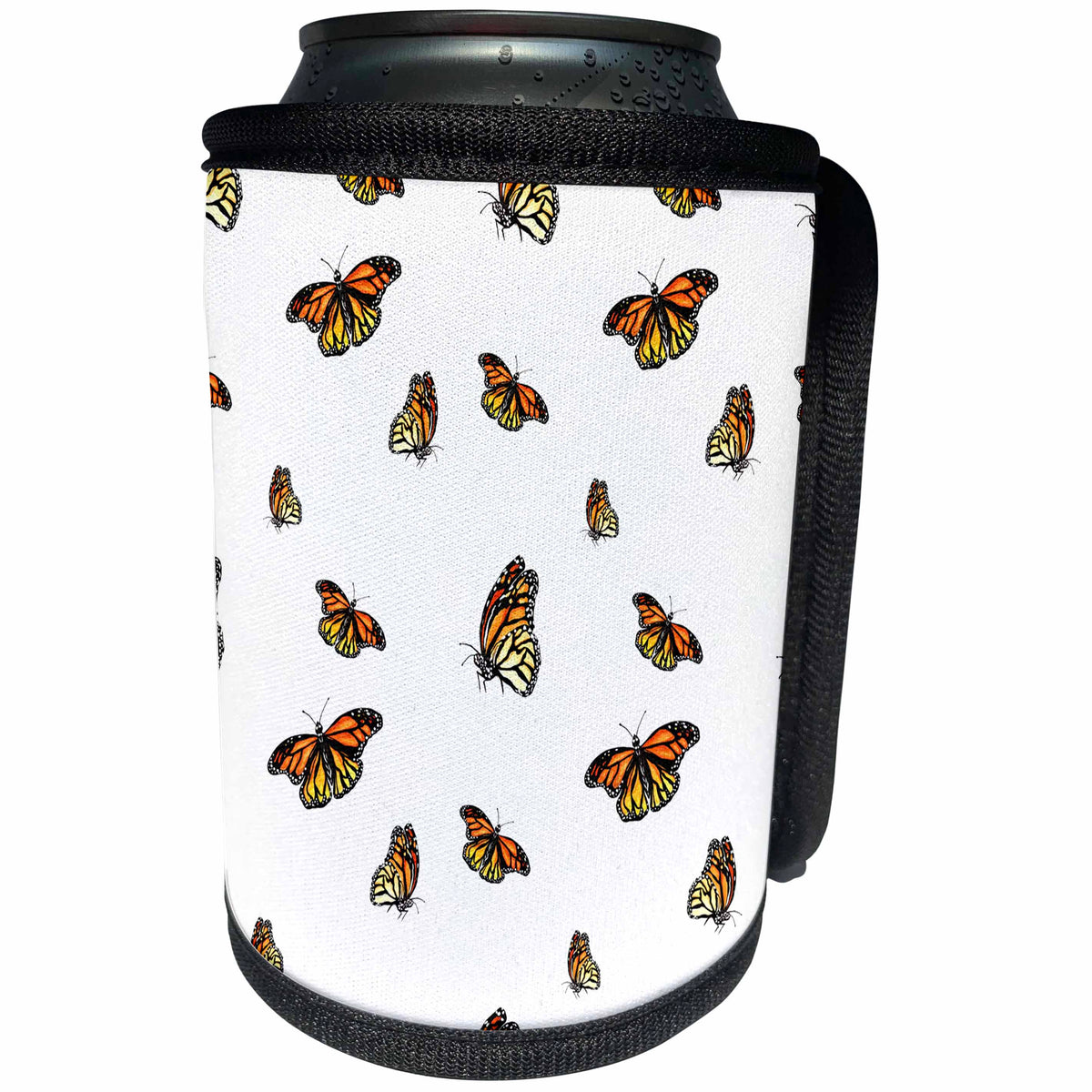 3dRose Anne Marie Baugh - Patterns - Monarch Butterflies Pattern - Can Cooler Bottle Wrap (cc_263477)