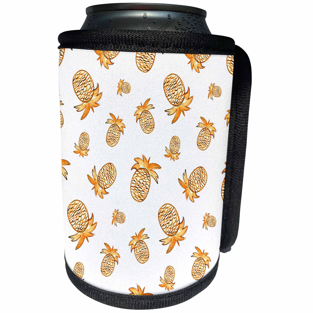 3dRose Anne Marie Baugh - Patterns - Orange Pineapple Pattern - Can Cooler Bottle Wrap (cc_263488)