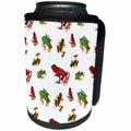 3dRose Anne Marie Baugh - Patterns - Cute Red and Green Frogs Pattern - Can Cooler Bottle Wrap (cc_263489)