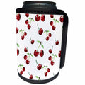 3dRose Anne Marie Baugh - Patterns - Cute Red Cherries Pattern - Can Cooler Bottle Wrap (cc_263490)