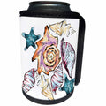3dRose Anne Marie Baugh - Beach - Pretty Watercolor Collection Of Sea Shells - Can Cooler Bottle Wrap (cc_263496)