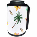 3dRose Anne Marie Baugh - Patterns - Palm Trees and Sea Shells Pattern - Can Cooler Bottle Wrap (cc_263497)