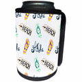 3dRose Anne Marie Baugh - Patterns - Cute Beach Signs, Aloha, and Flip Flops Pattern - Can Cooler Bottle Wrap (cc_263505)