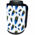 3dRose Anne Marie Baugh - Patterns - Pretty Blue and Green Peacock Feathers Pattern - Can Cooler Bottle Wrap (cc_263511)