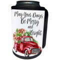 3dRose Anne Marie Baugh - Christmas - May Your Days Be Merry and Bright Watercolor Christmas Truck - Can Cooler Bottle Wrap (cc_263634)