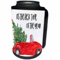3dRose Anne Marie Baugh - Christmas - Cute Christmas Tree Car With its the Best Time Of The Year - Can Cooler Bottle Wrap (cc_263635)