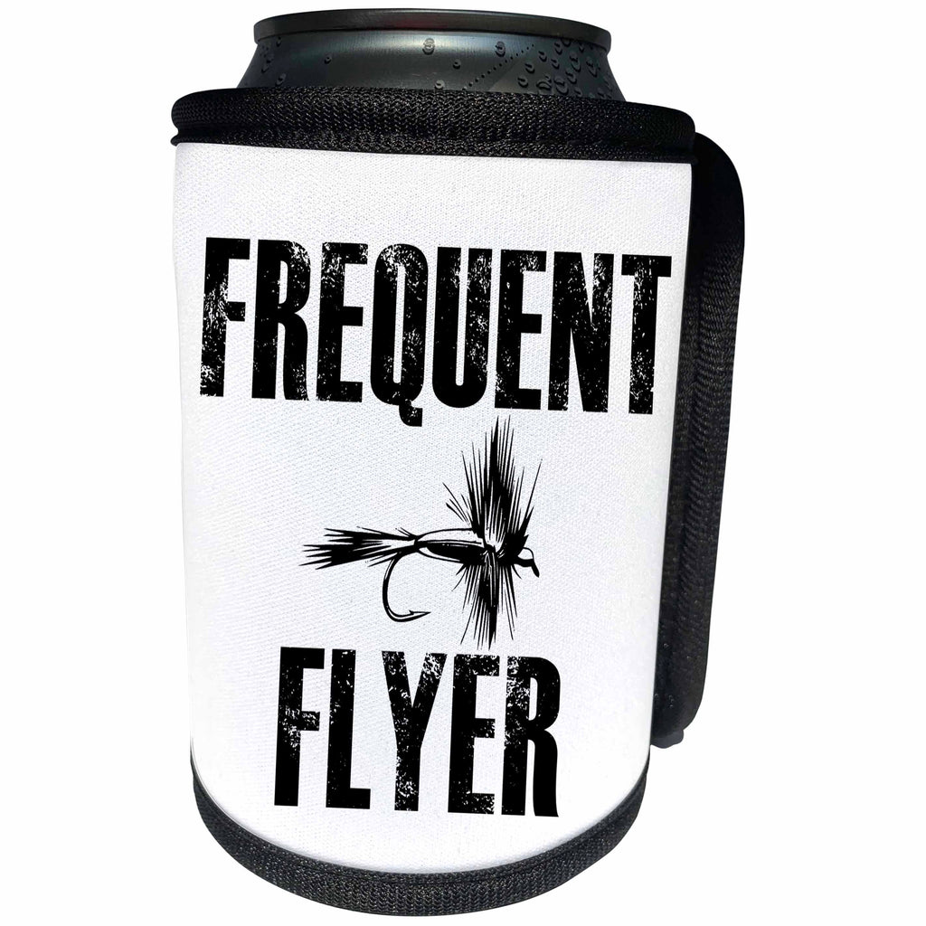 3dRose Anne Marie Baugh - Quotes - Frequent Flyer, Fly Tie, Ironic Quote - Can Cooler Bottle Wrap (cc_263650)