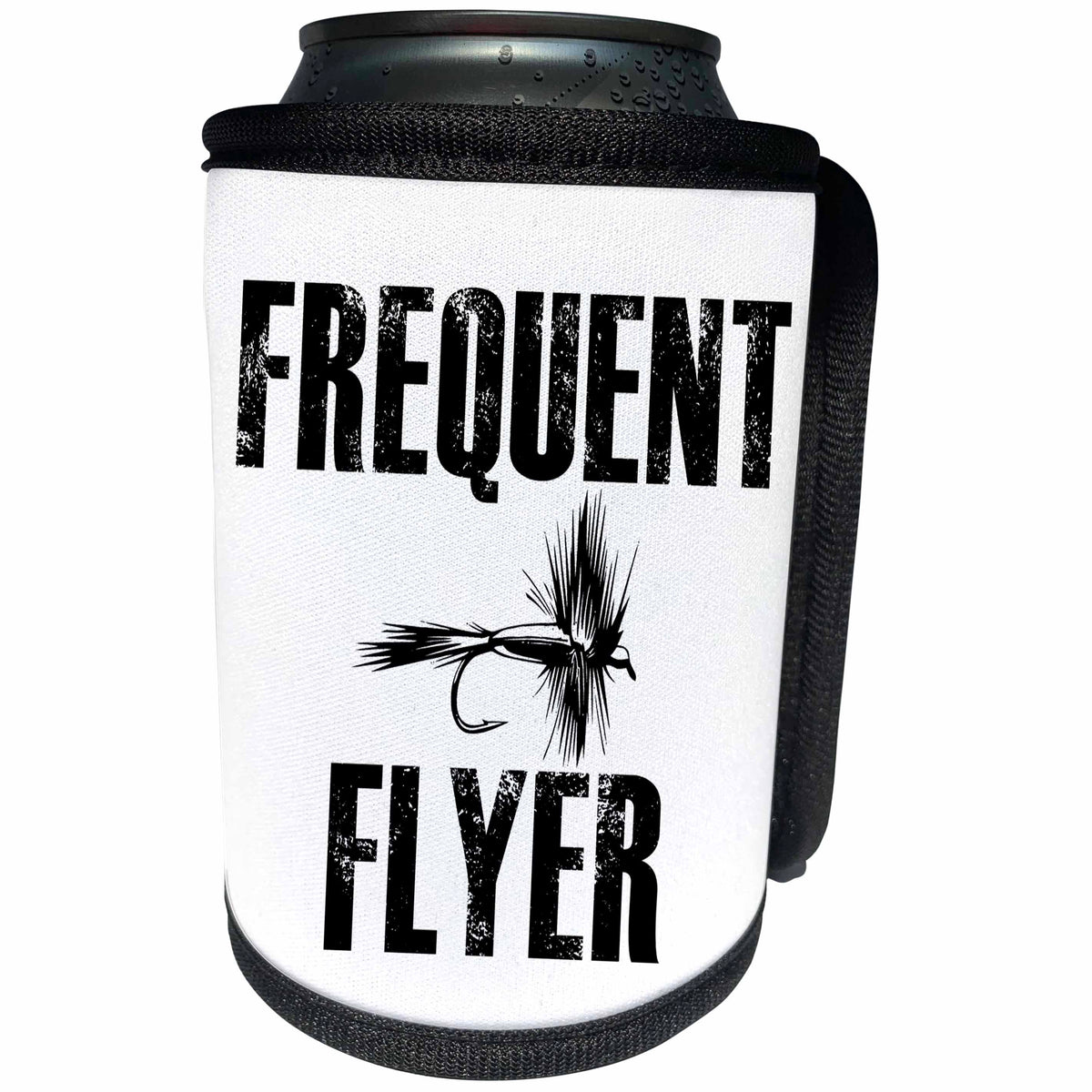 3dRose Anne Marie Baugh - Quotes - Frequent Flyer, Fly Tie, Ironic Quote - Can Cooler Bottle Wrap (cc_263650)