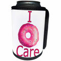 3dRose Anne Marie Baugh - Quotes - I Donut Care With a Pink Donut Graphic - Can Cooler Bottle Wrap (cc_263651)