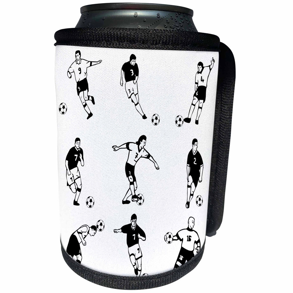 3dRose Sandy Mertens Outdoor Sports Designs - Soccer Players - Can Cooler Bottle Wrap (cc_26366)