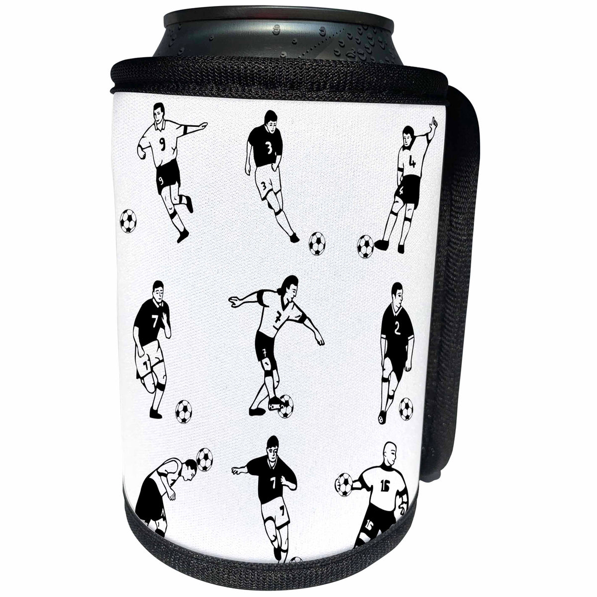 3dRose Sandy Mertens Outdoor Sports Designs - Soccer Players - Can Cooler Bottle Wrap (cc_26366)