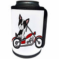 3dRose All Smiles Art Pets - Funny cute Boston Terrier Dog Riding Motorcycle - Can Cooler Bottle Wrap (cc_263667)