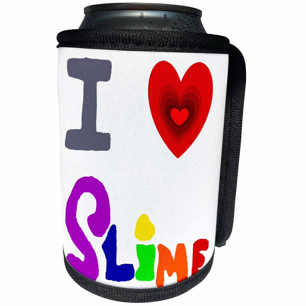 3dRose All Smiles Art Funny - Funny Cute I love Slime Cartoon - Can Cooler Bottle Wrap (cc_263676)