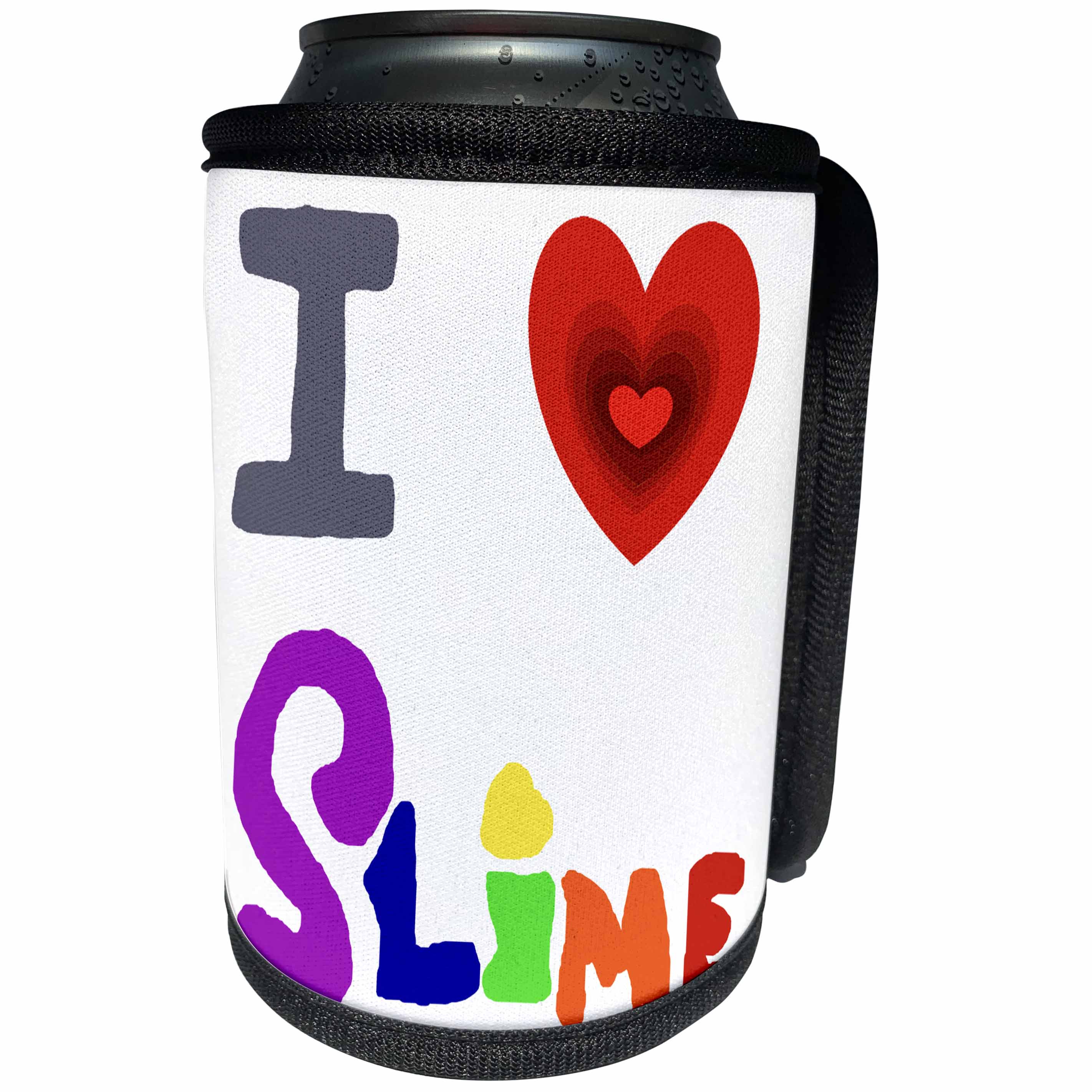 3dRose All Smiles Art Funny - Funny Cute I love Slime Cartoon - Can Cooler Bottle Wrap (cc_263676)