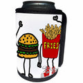 3dRose All Smiles Art Funny - Funny Cute Hamburger and French Fries Cartoon Characters - Can Cooler Bottle Wrap (cc_263677)