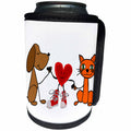 3dRose All Smiles Art Pets - Funny Cute Dog and Cat Love Cartoon - Can Cooler Bottle Wrap (cc_263710)