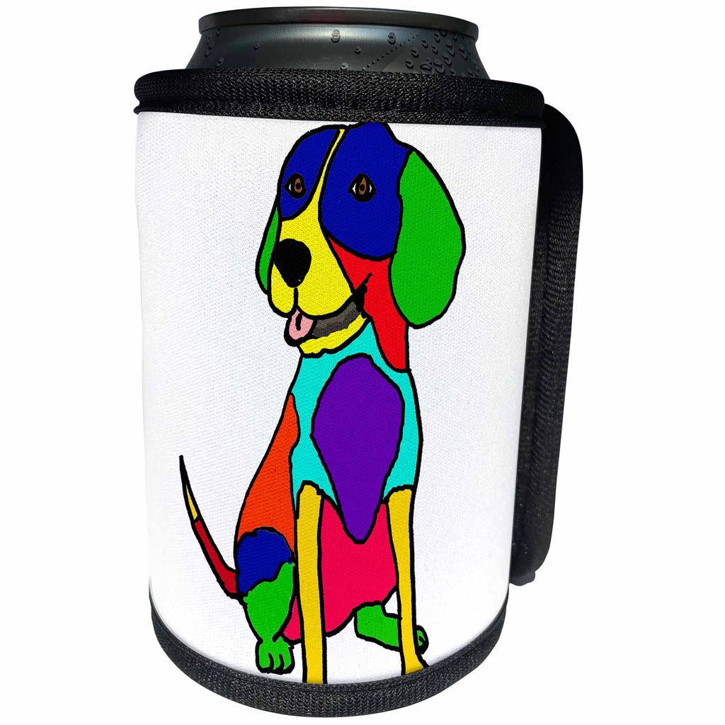 3dRose All Smiles Art Pets - Funny Cute Beagle Dog Pop Art Cartoon - Can Cooler Bottle Wrap (cc_263715)