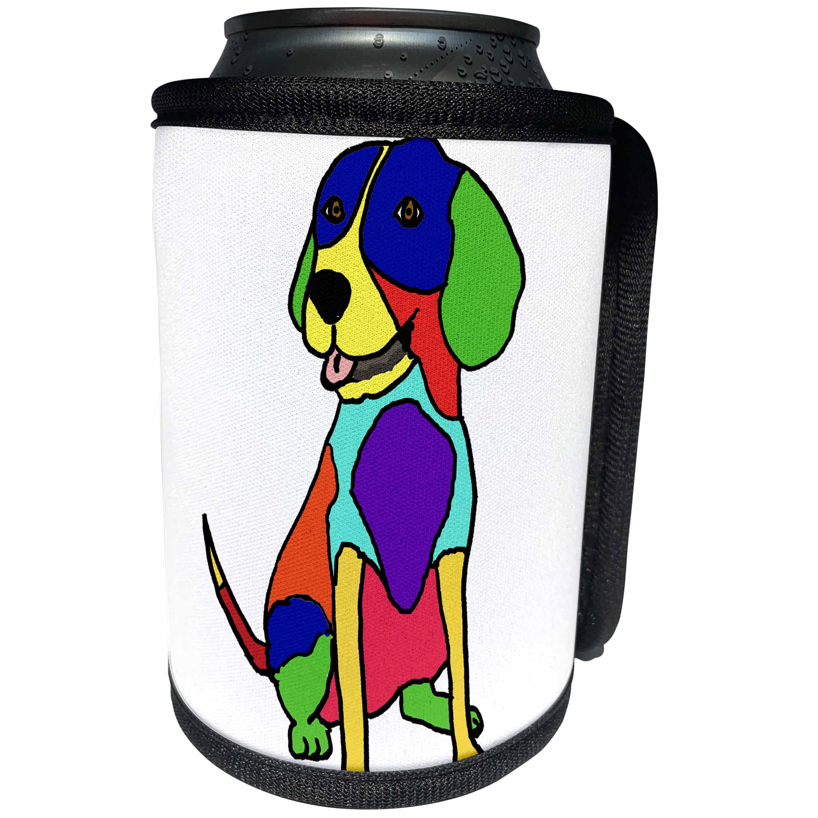 3dRose All Smiles Art Pets - Funny Cute Beagle Dog Pop Art Cartoon - Can Cooler Bottle Wrap (cc_263715)