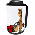 3dRose All Smiles Art Animals - Funny Cute Horse Mowing Lawn Original art - Can Cooler Bottle Wrap (cc_263719)
