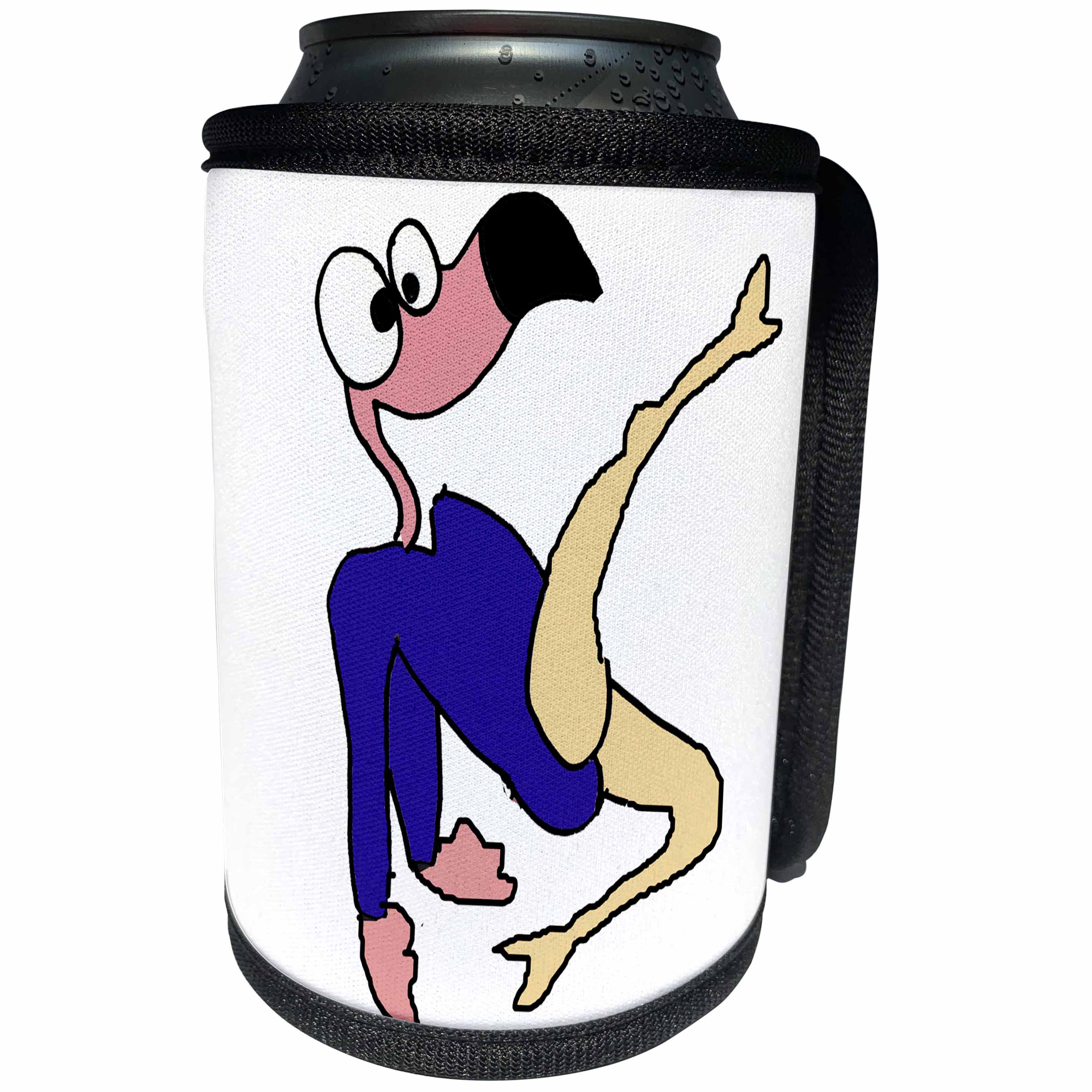 3dRose All Smiles Art Sports and Hobbies - Funny Cute Pink Flamingo Gymnast Floor Exercises Gymnastics - Can Cooler Bottle Wrap (cc_263720)