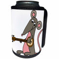 3dRose All Smiles Art Music - Silly Funny Cute Grey Mouse Playing Banjo Cartoon - Can Cooler Bottle Wrap (cc_263725)