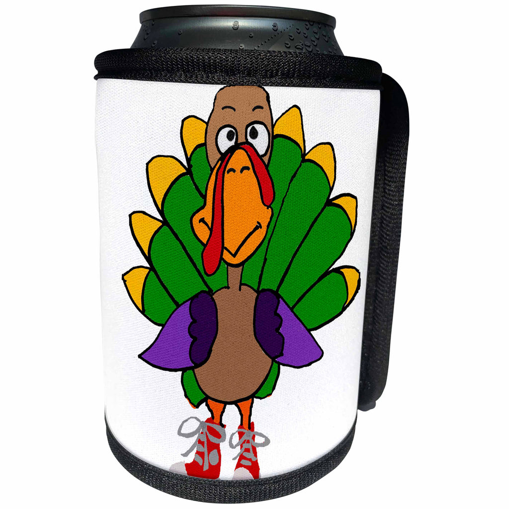 3dRose All Smiles Art Funny - Funny Cute Turkey Bird wearing High Tops - Can Cooler Bottle Wrap (cc_263729)