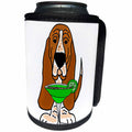 3dRose All Smiles Art Pets - Funny Cute Basset Hound Dog Drinking Margarita - Can Cooler Bottle Wrap (cc_263731)