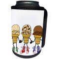 3dRose All Smiles Art Funny - Funny Cute Ice Cream Cones Cartoon Characters - Can Cooler Bottle Wrap (cc_263734)