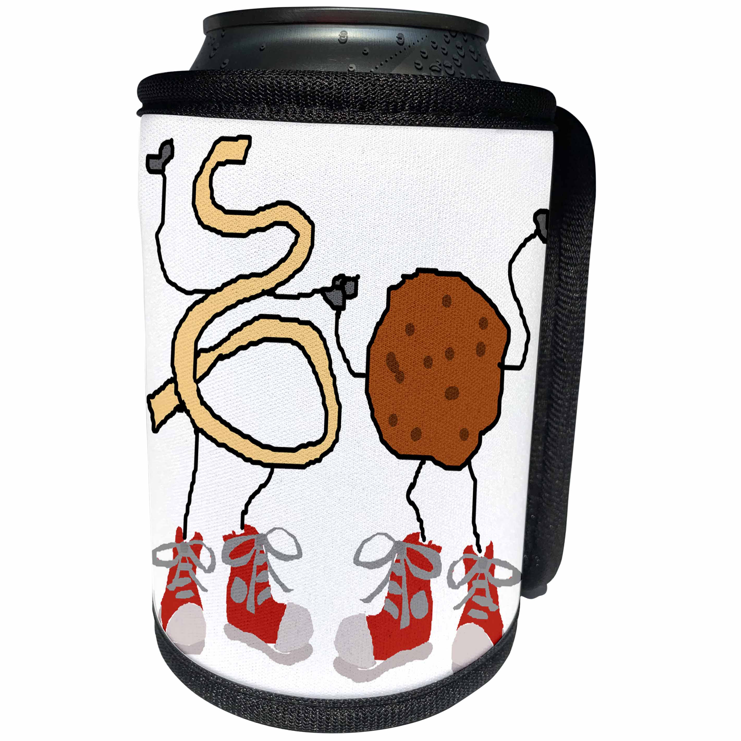 3dRose All Smiles Art Funny - Funny Cute Spaghetti and Meatball Food Cartoon - Can Cooler Bottle Wrap (cc_263736)