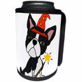 3dRose All Smiles Art Pets - Cute Funny Boston Terrier Dog Wizard Halloween Cartoon - Can Cooler Bottle Wrap (cc_263742)