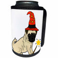 3dRose All Smiles Art Pets - Funny Cute Pug Dog Wizard Halloween Cartoon - Can Cooler Bottle Wrap (cc_263745)