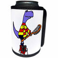 3dRose All Smiles Art Sports and Hobbies - Cute Funny T-rex Dinosaur Playing Lacrosse Cartoon - Can Cooler Bottle Wrap (cc_263747)