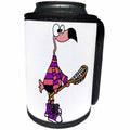 3dRose All Smiles Art Sports and Hobbies - Cool Pink Flamingo Bird Playing Lacrosse Cartoon - Can Cooler Bottle Wrap (cc_263748)