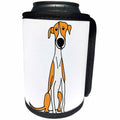 3dRose All Smiles Art Pets - Funny Cute Red and White Greyhound Puppy Dog Cartoon - Can Cooler Bottle Wrap (cc_263751)