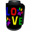 3dRose All Smiles Art Pets - Funny Cool Dog Love with Paw Prints Art - Can Cooler Bottle Wrap (cc_263752)