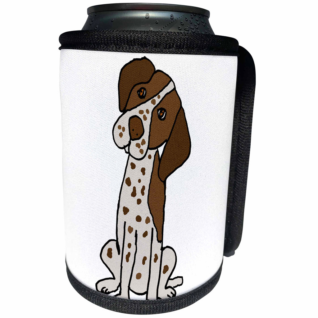 3dRose All Smiles Art Pets - Funny Cute German Short-haired Pointer Puppy Dog Cartoon - Can Cooler Bottle Wrap (cc_263758)