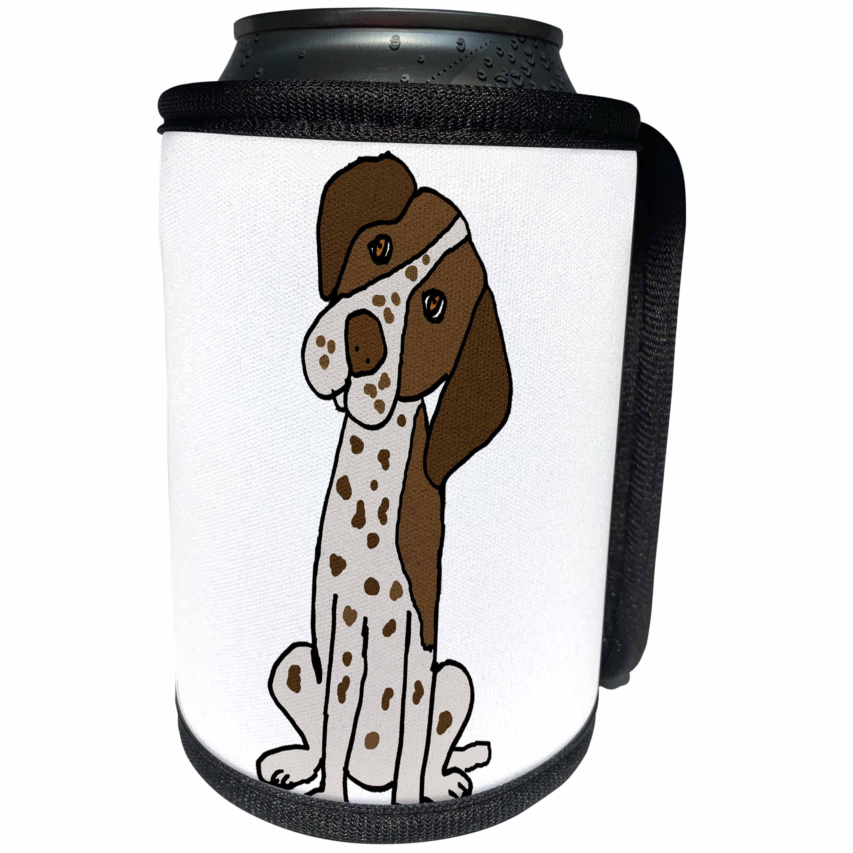 3dRose All Smiles Art Pets - Funny Cute German Short-haired Pointer Puppy Dog Cartoon - Can Cooler Bottle Wrap (cc_263758)